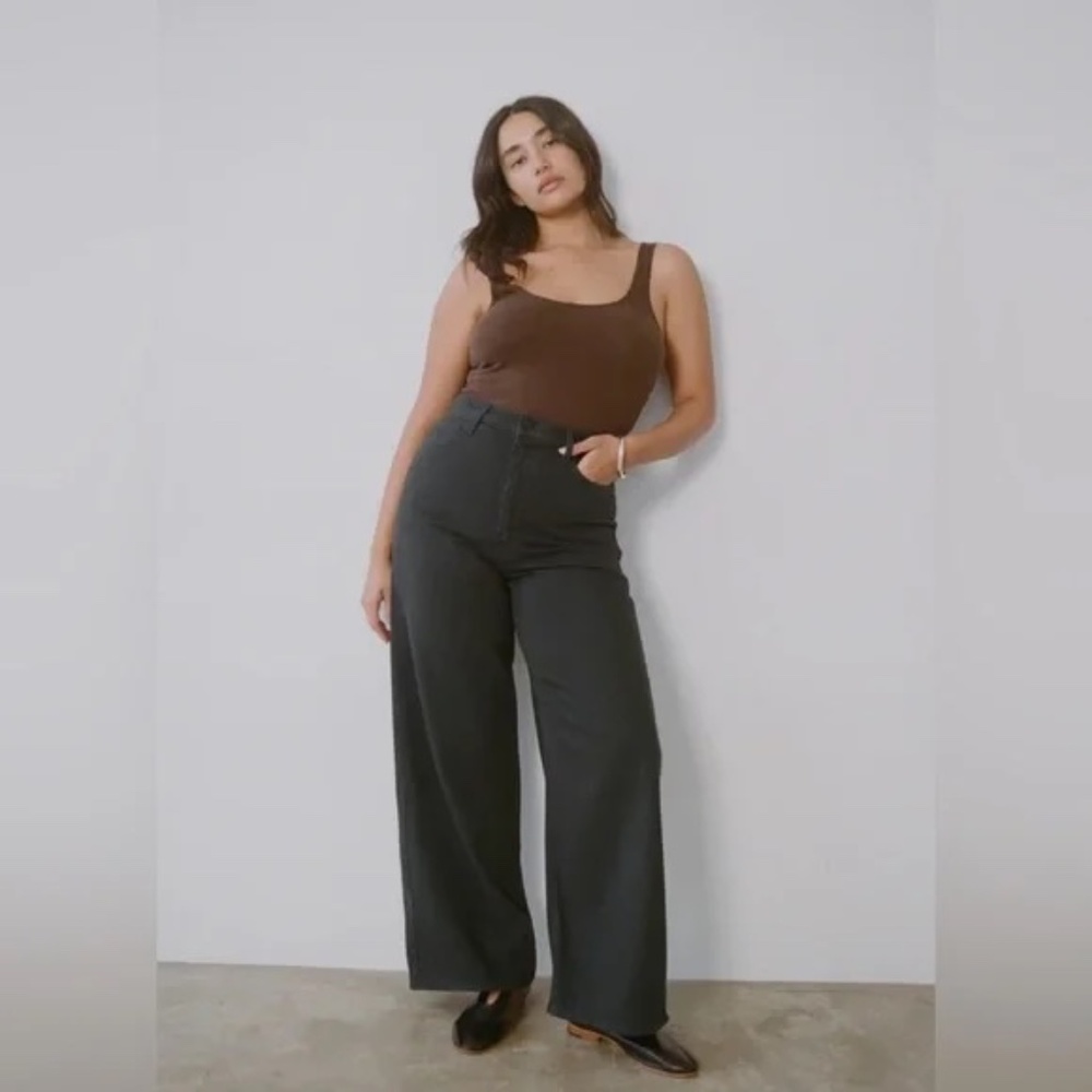 Oma of California Mara Wide Leg Jean, Tencel Bull Denim, Black
